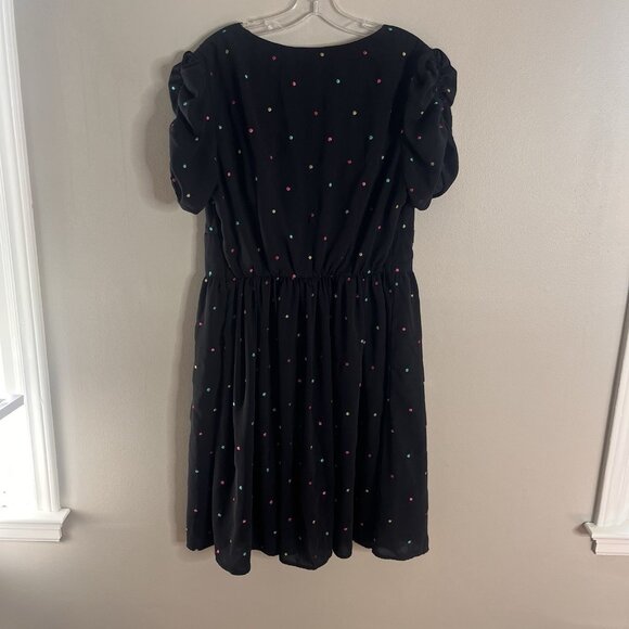 Eshakti Size 20W Black Puff Sleeve Rockabilly Polka Dot A-line Dress - Picture 6 of 7